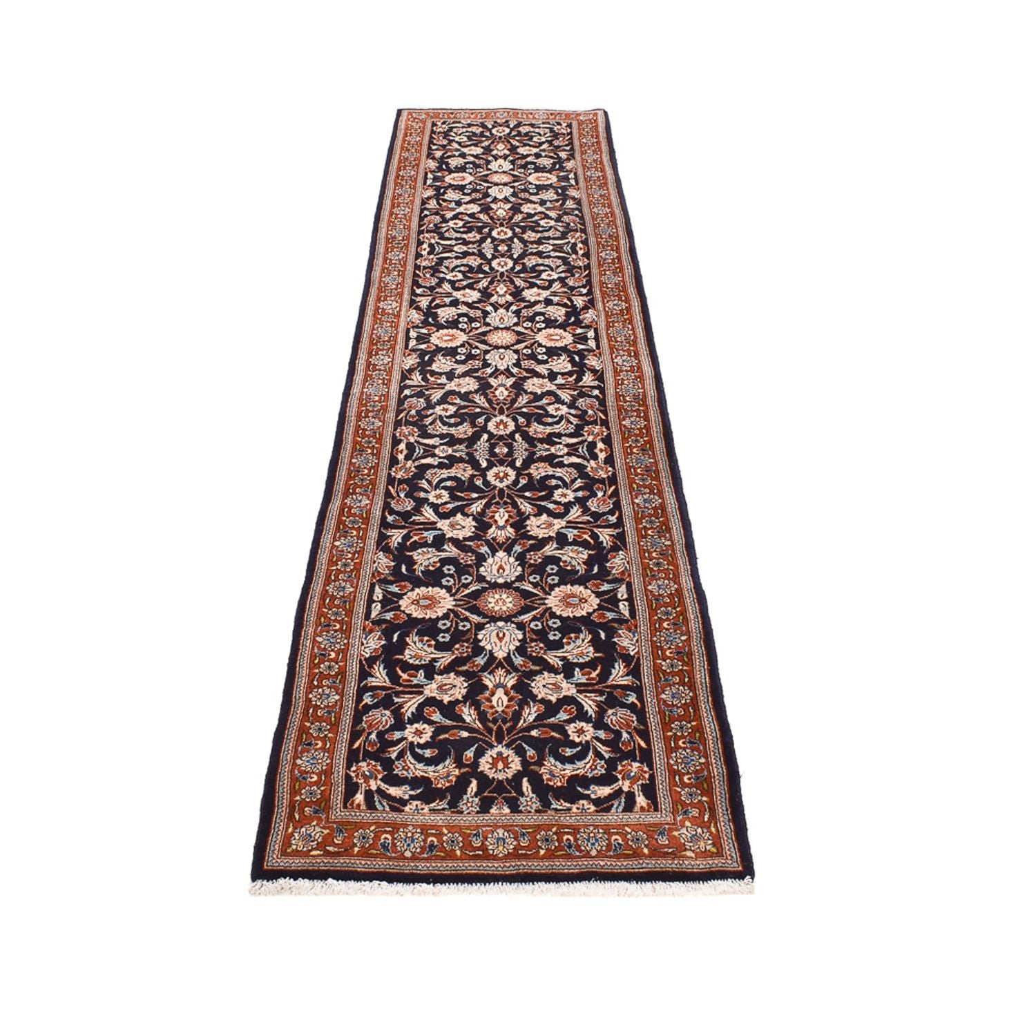 Alfombra de pasillo Alfombra persa - Keshan - 338 x 78 cm - azul oscuro