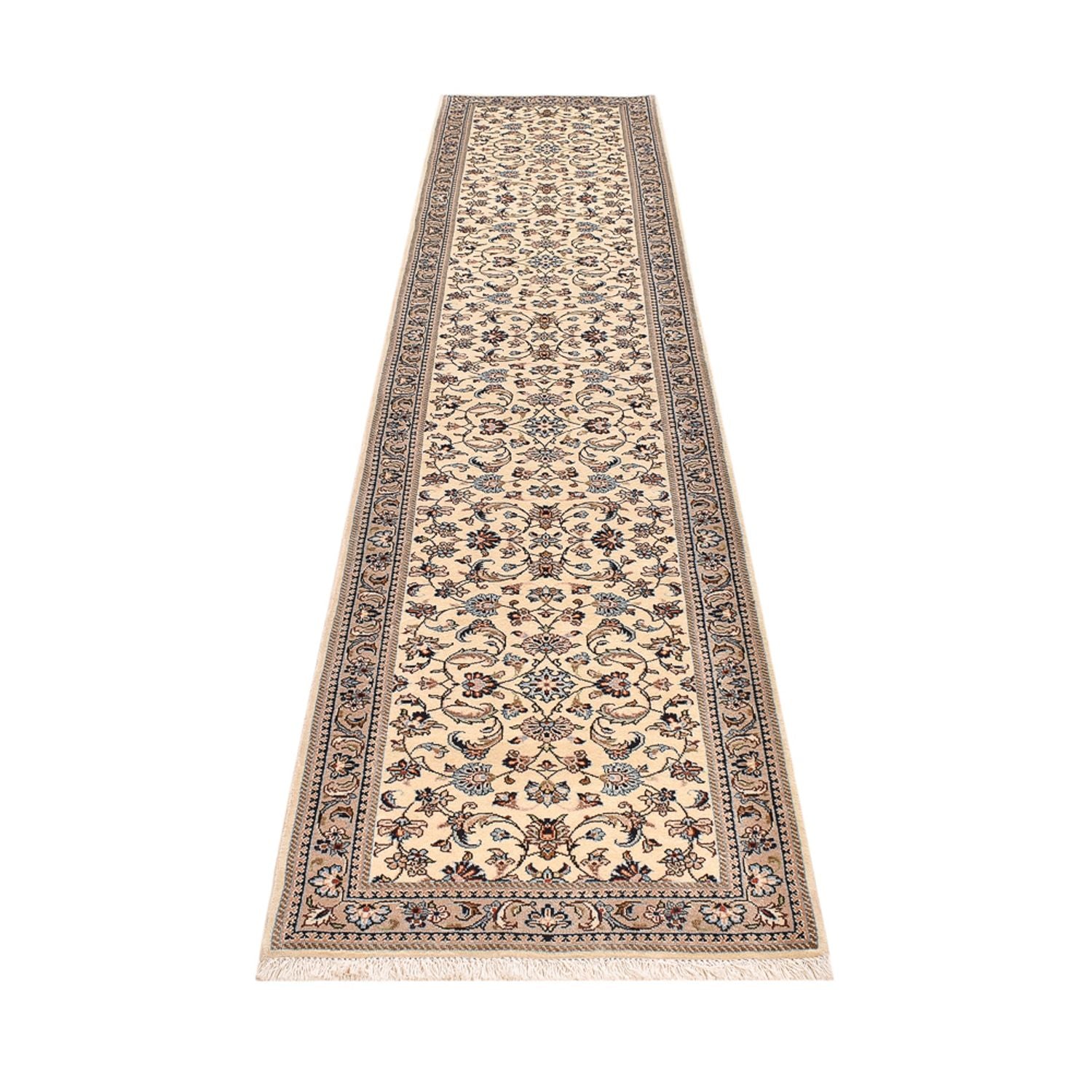 Alfombra de pasillo Alfombra persa - Keshan - 373 x 79 cm - beige
