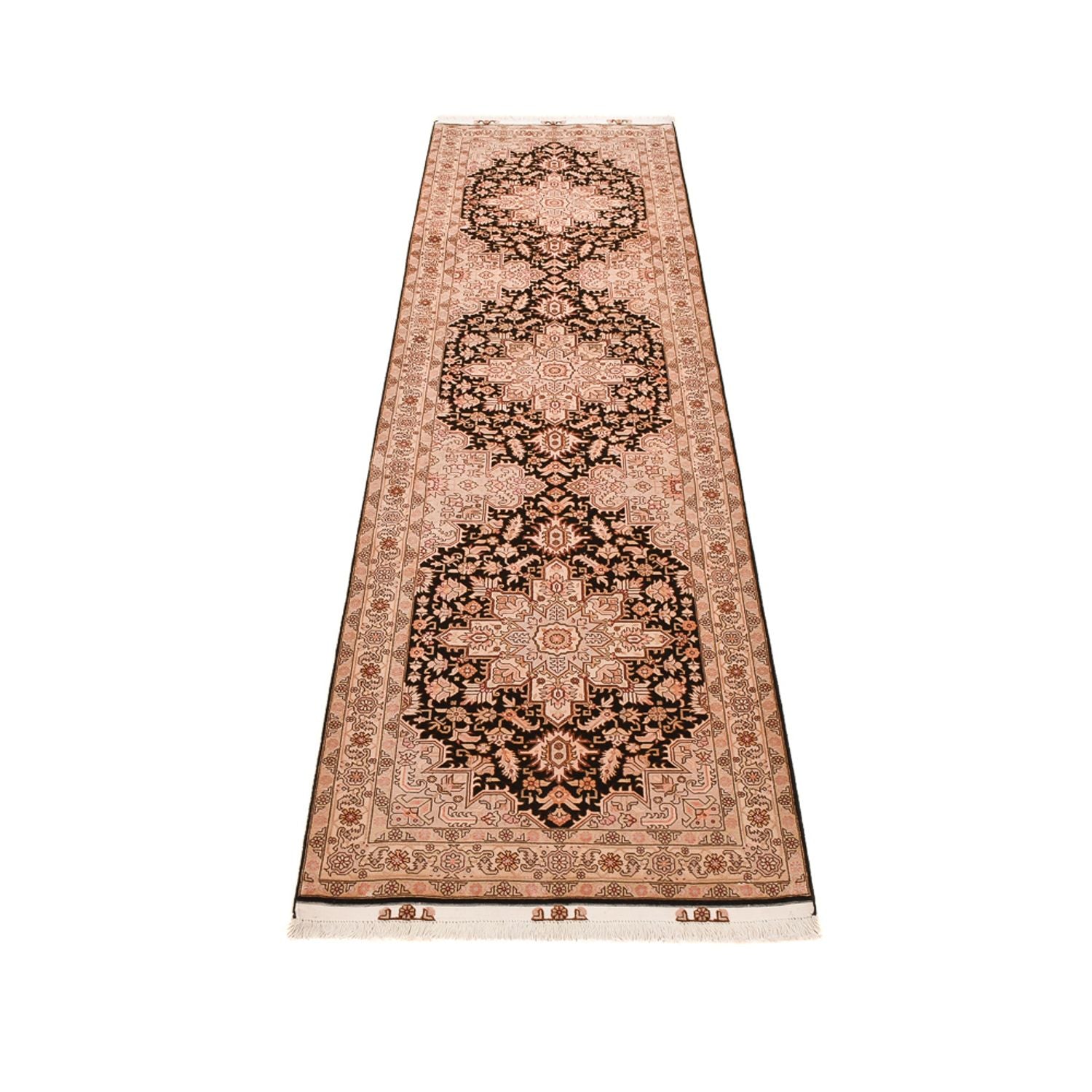 Alfombra de pasillo Alfombra Persa - Tabriz - Real - 305 x 80 cm - beige claro