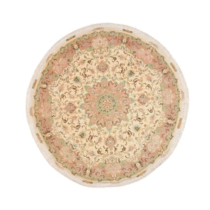 Alfombra Persa - Tabriz - Real redondo  - 150 x 150 cm - beige
