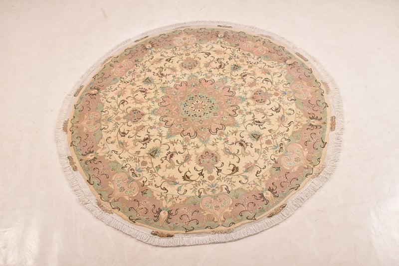 Alfombra Persa - Tabriz - Real redondo  - 150 x 150 cm - beige