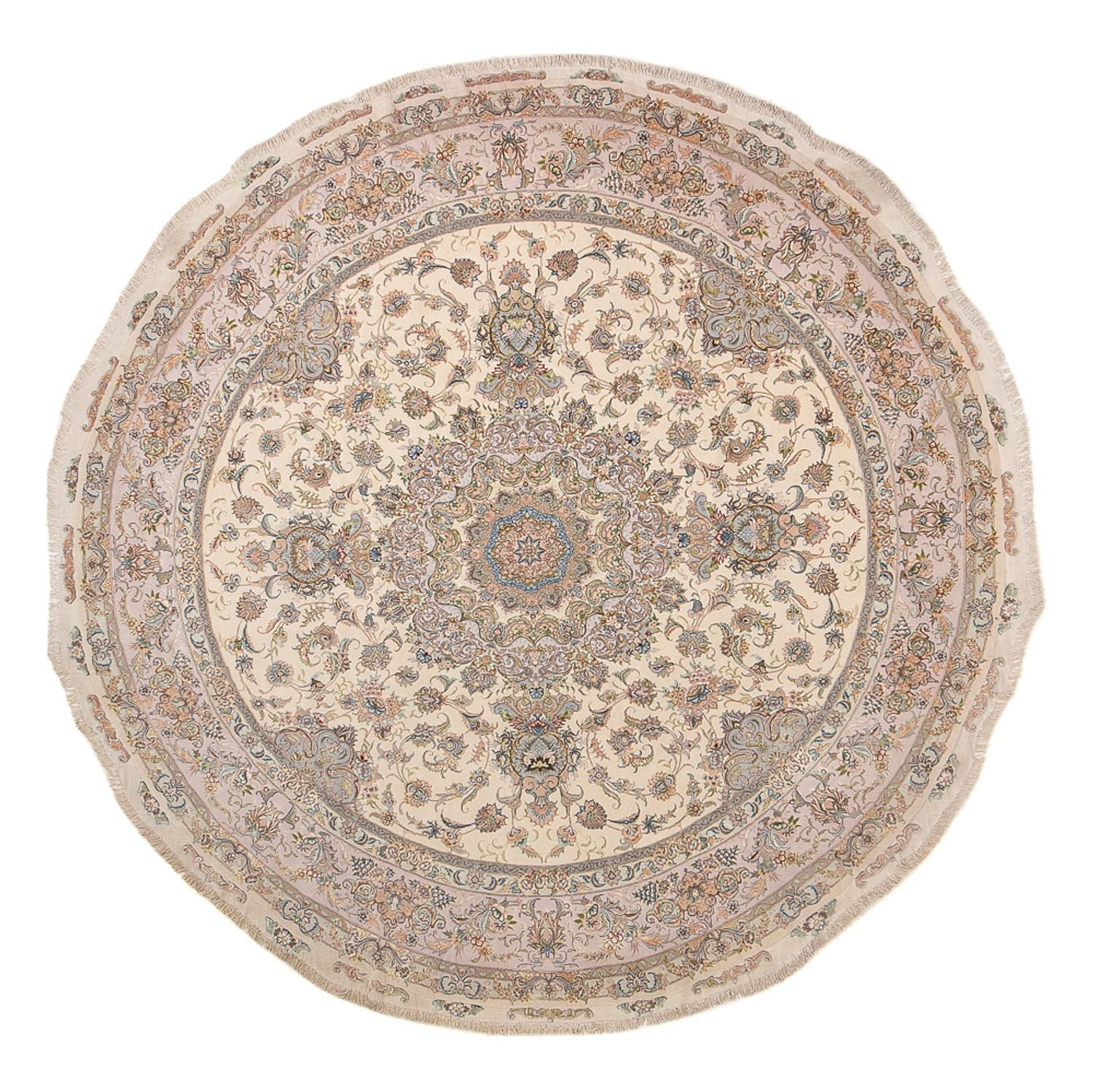 Alfombra Persa - Tabriz - Real redondo  - 303 x 303 cm - beige