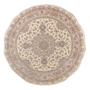 Alfombra Persa - Tabriz - Real redondo  - 303 x 303 cm - beige
