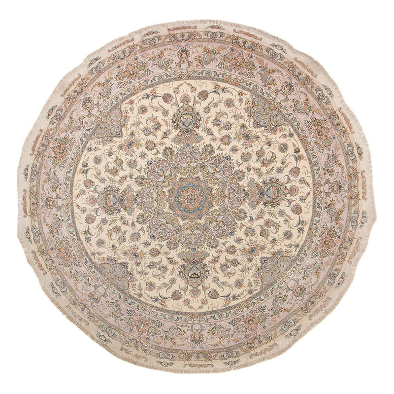 Alfombra Persa - Tabriz - Real redondo  - 303 x 303 cm - beige