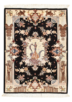 Alfombra Persa - Tabriz - Real - 90 x 60 cm - azul oscuro