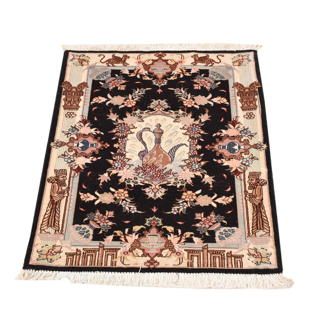 Alfombra Persa - Tabriz - Real - 90 x 60 cm - azul oscuro