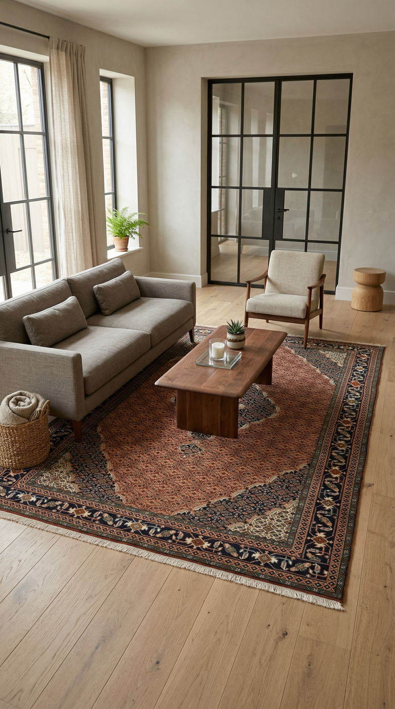 Alfombra persa - Nómada - 289 x 195 cm - beige oscuro