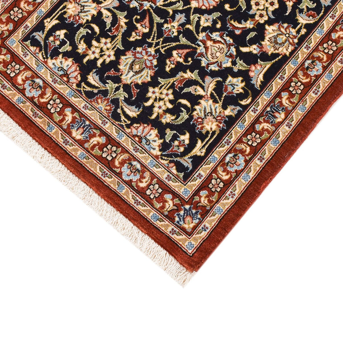 Alfombra de pasillo Alfombra Persa - Ghom - Royal - 196 x 54 cm - azul oscuro