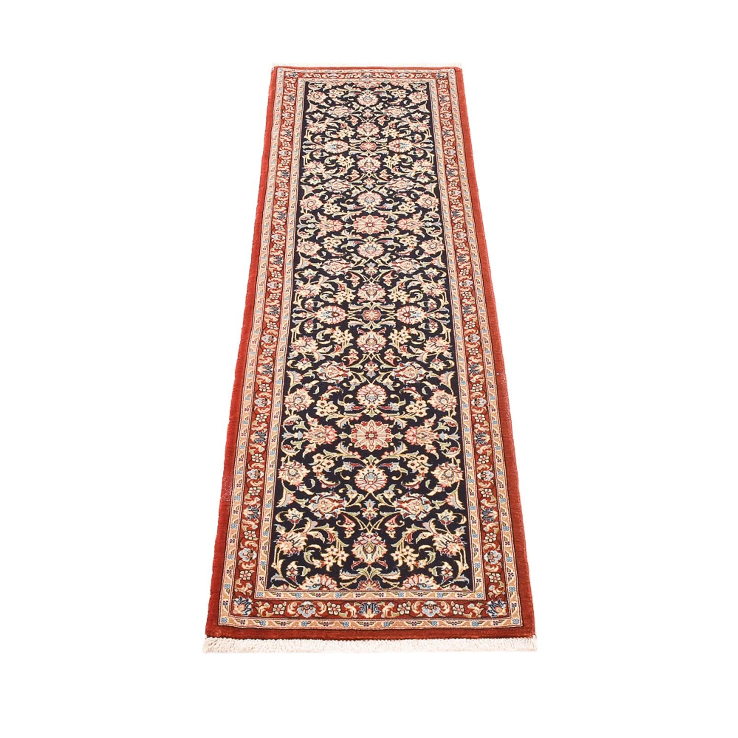 Alfombra de pasillo Alfombra Persa - Ghom - Royal - 196 x 54 cm - azul oscuro