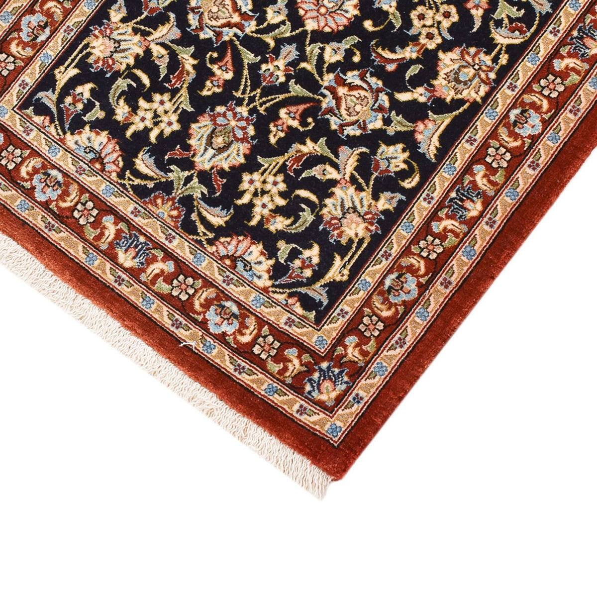 Alfombra de pasillo Alfombra Persa - Ghom - Royal - 196 x 54 cm - azul oscuro