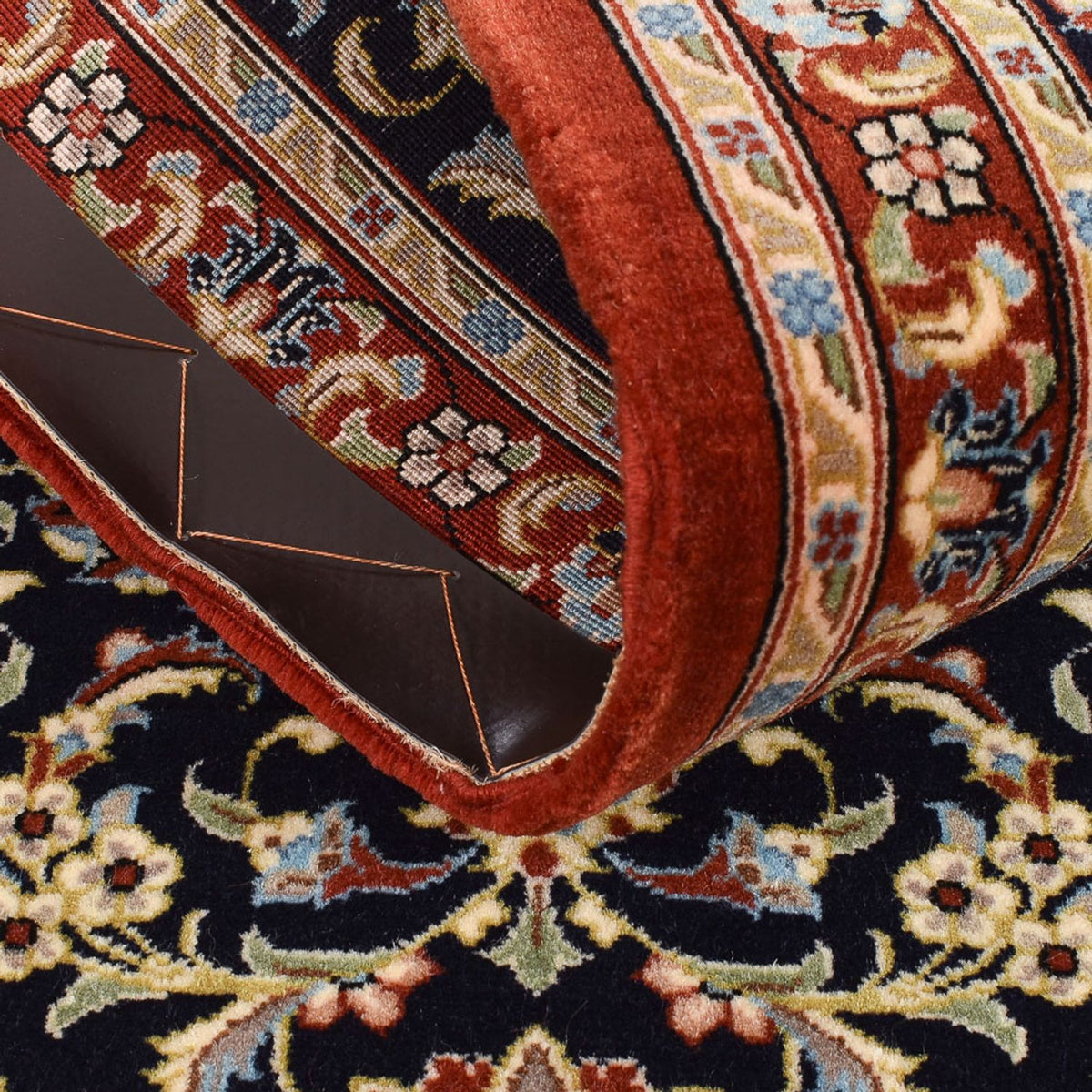 Alfombra de pasillo Alfombra Persa - Ghom - Royal - 196 x 54 cm - azul oscuro