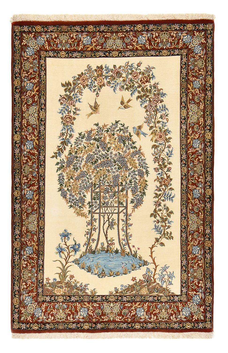 Alfombra Persa - Ghom - Royal - 201 x 129 cm - beige claro