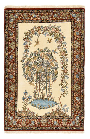 Alfombra Persa - Ghom - Royal - 201 x 129 cm - beige claro