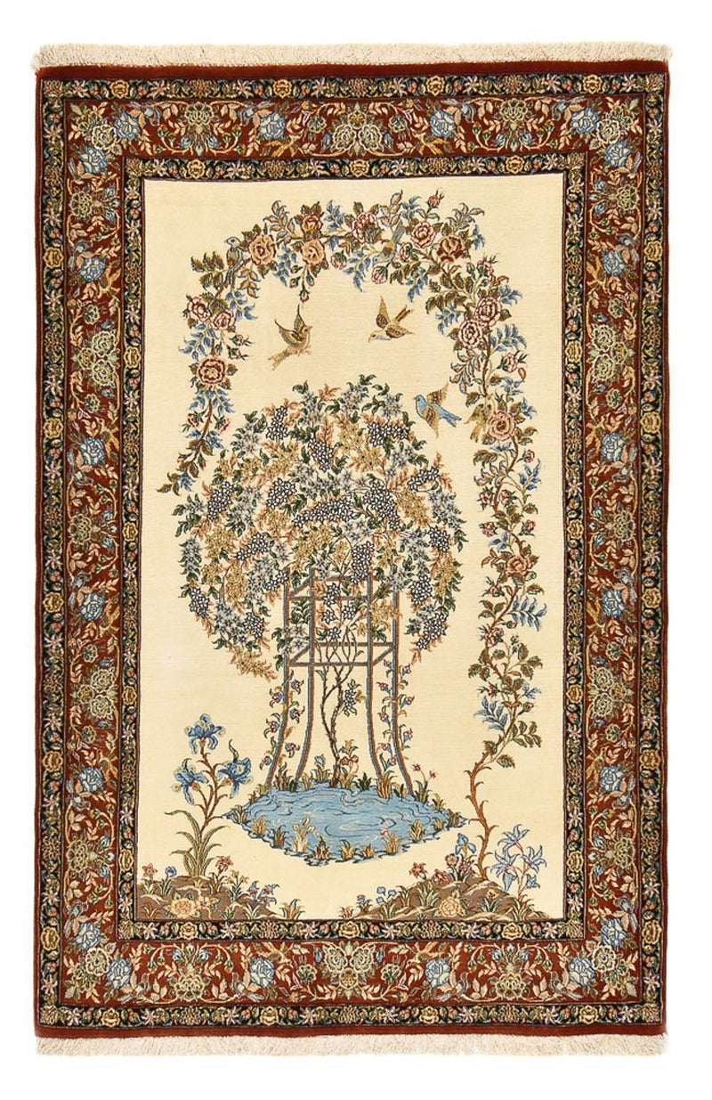 Alfombra Persa - Ghom - Royal - 201 x 129 cm - beige claro