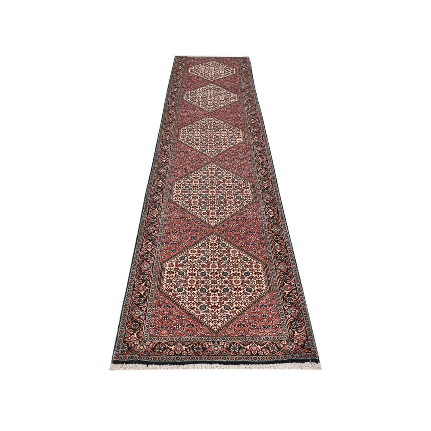 Alfombra de pasillo Alfombra persa - Bidjar - 400 x 83 cm - rojo claro
