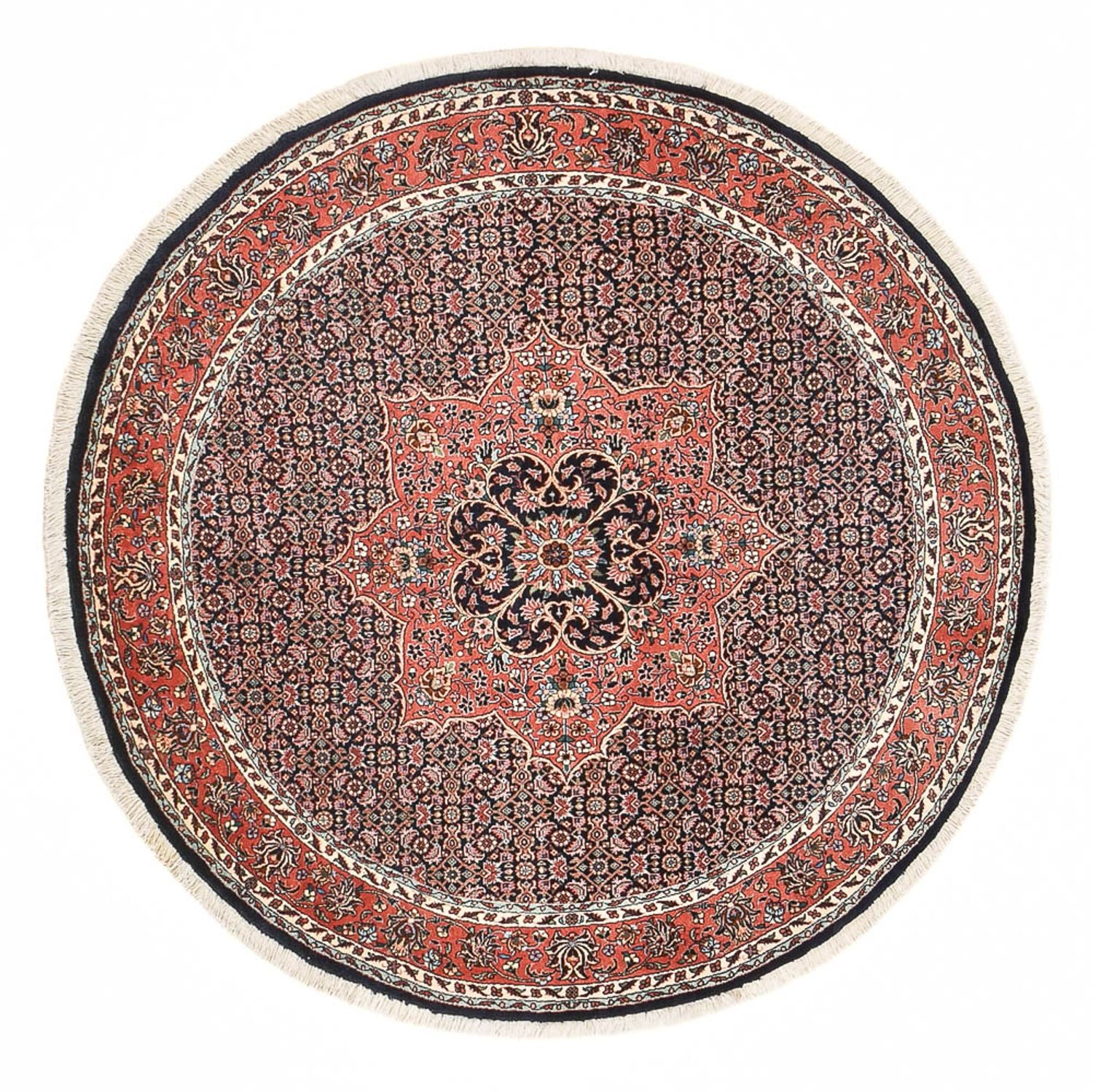Alfombra persa - Bidjar redondo  - 155 x 155 cm - rojo oscuro
