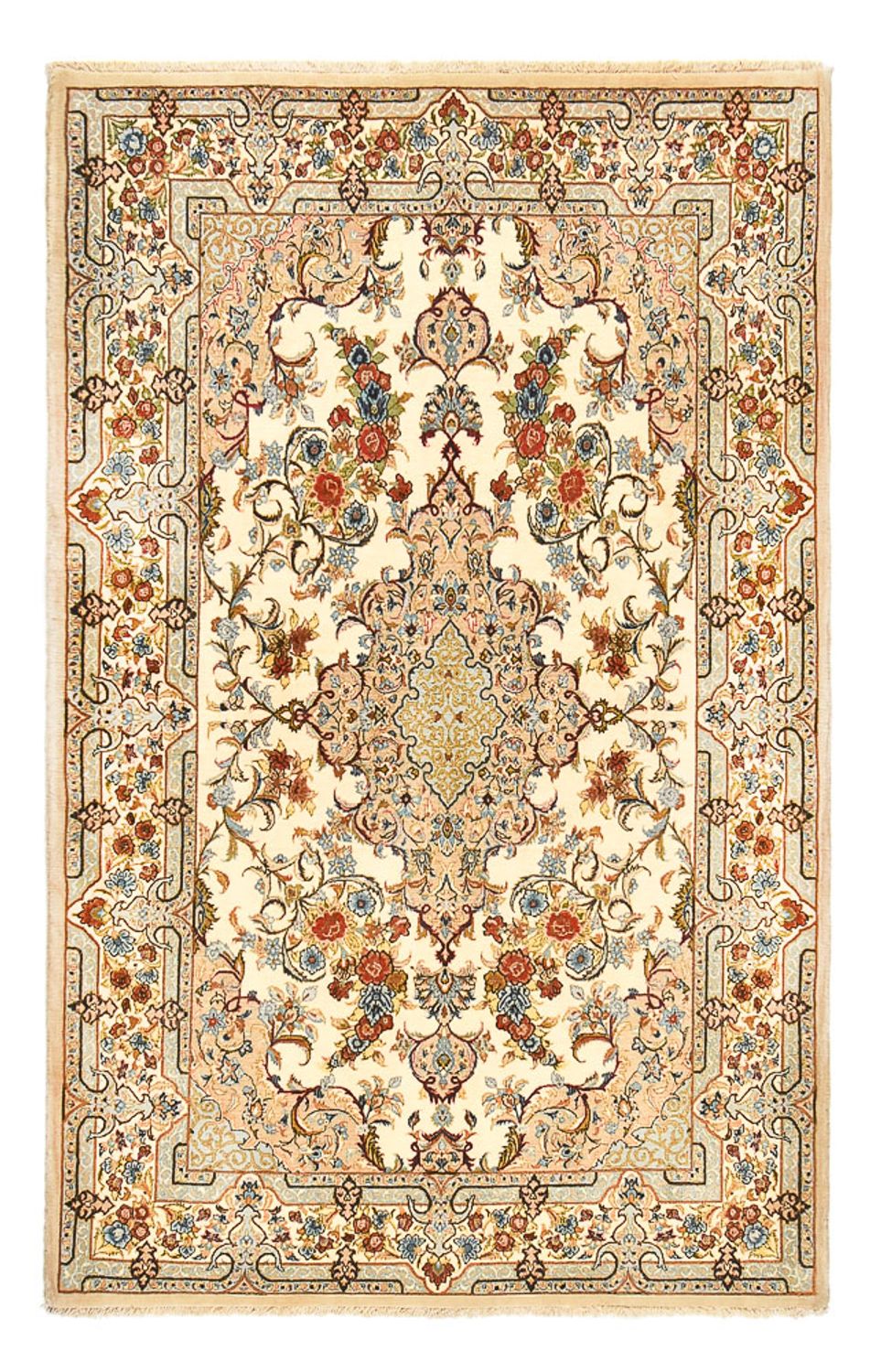 Alfombra Persa - Ghom - Royal - 211 x 130 cm - beige claro