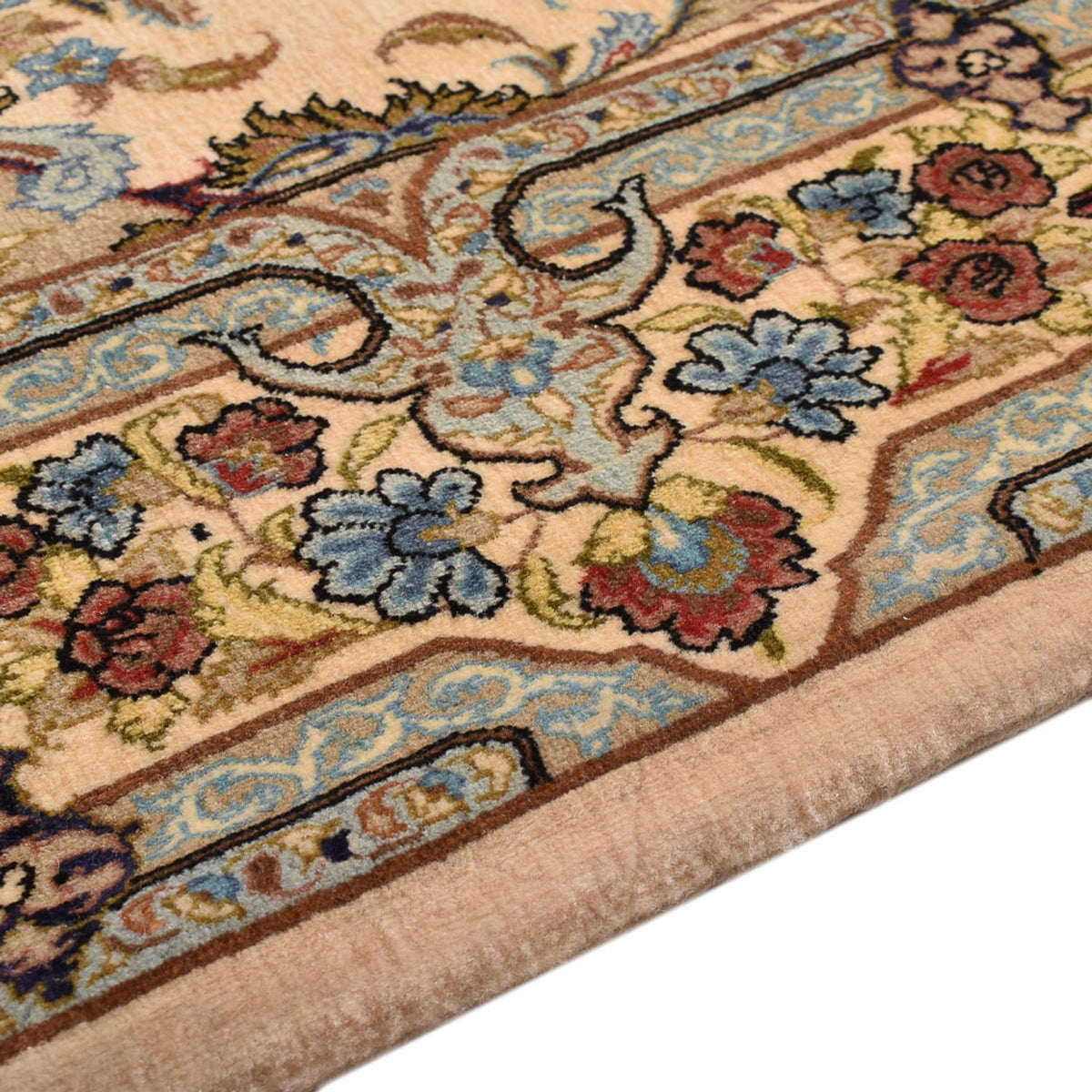 Alfombra Persa - Ghom - Royal - 211 x 130 cm - beige claro