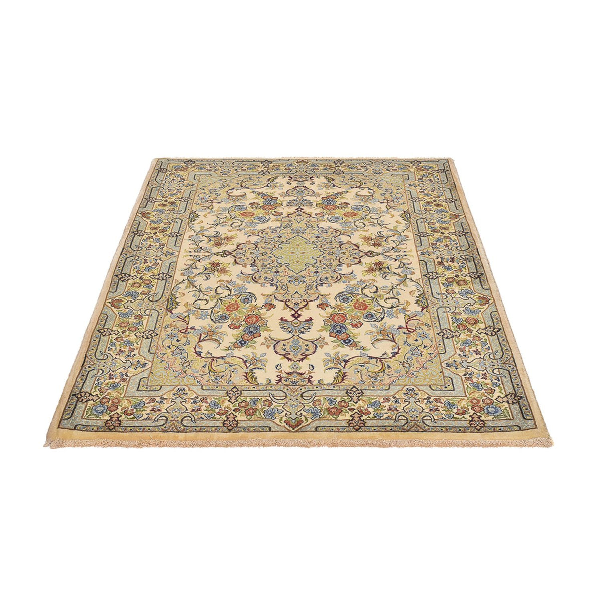 Alfombra Persa - Ghom - Royal - 211 x 130 cm - beige claro