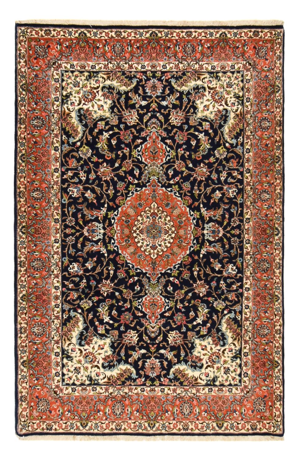 Alfombra Persa - Ghom - Royal - 205 x 137 cm - azul oscuro