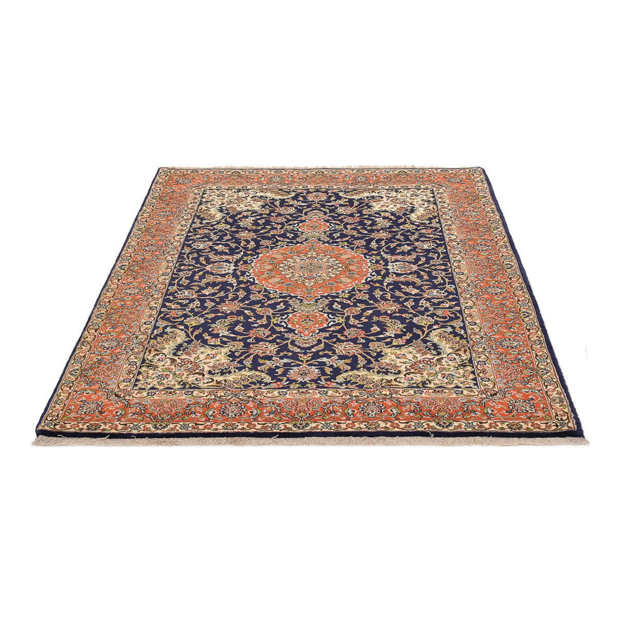 Alfombra Persa - Ghom - Royal - 205 x 137 cm - azul oscuro