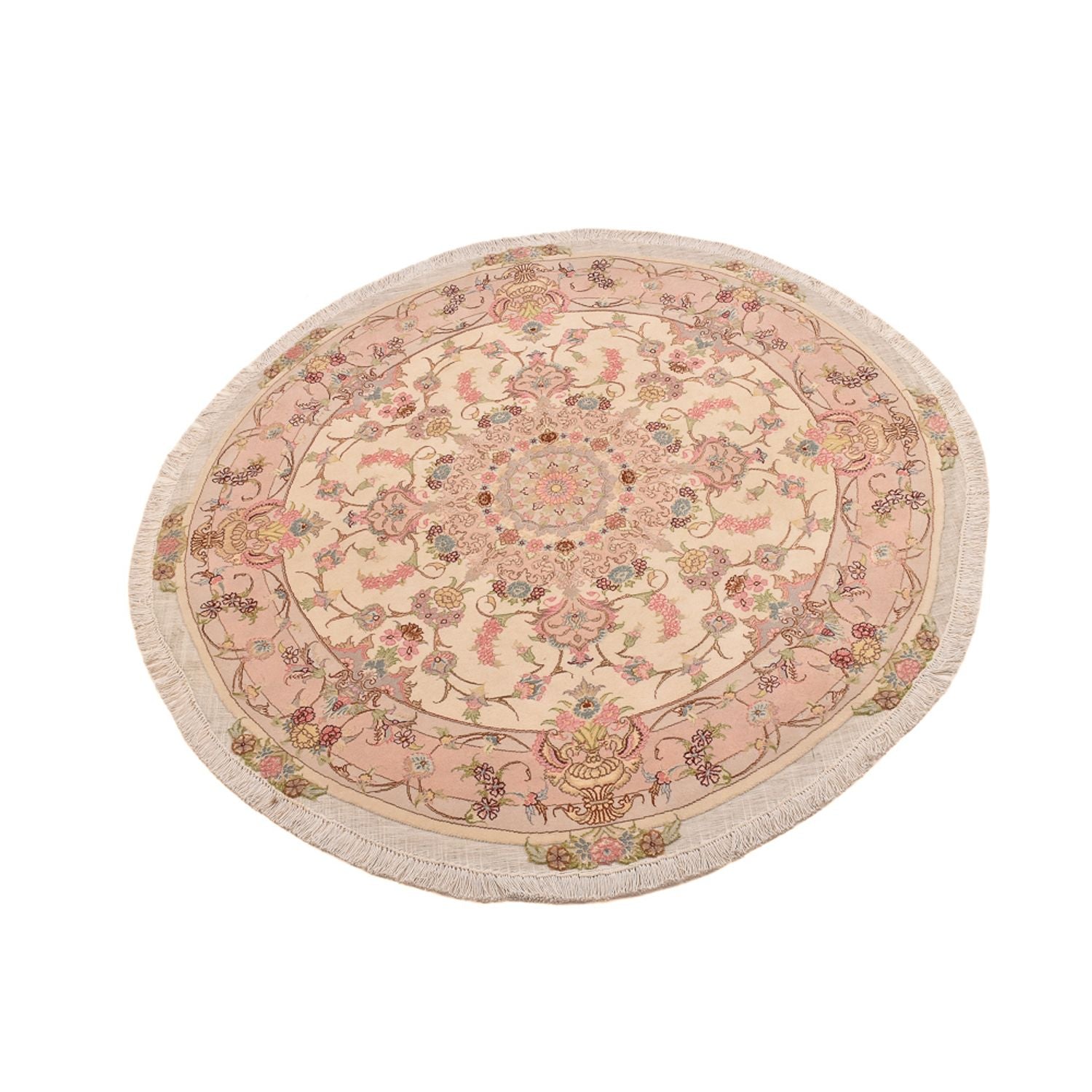Alfombra Persa - Tabriz - Real redondo  - 143 x 143 cm - salmón