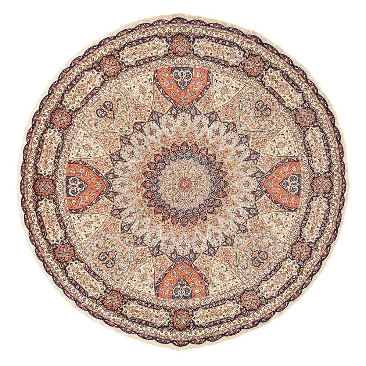 Alfombra Persa - Tabriz - Real redondo  - 312 x 312 cm - beige