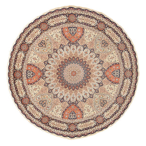 Alfombra Persa - Tabriz - Real redondo  - 312 x 312 cm - beige