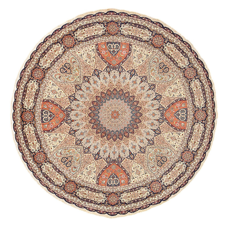Alfombra Persa - Tabriz - Real redondo  - 312 x 312 cm - beige
