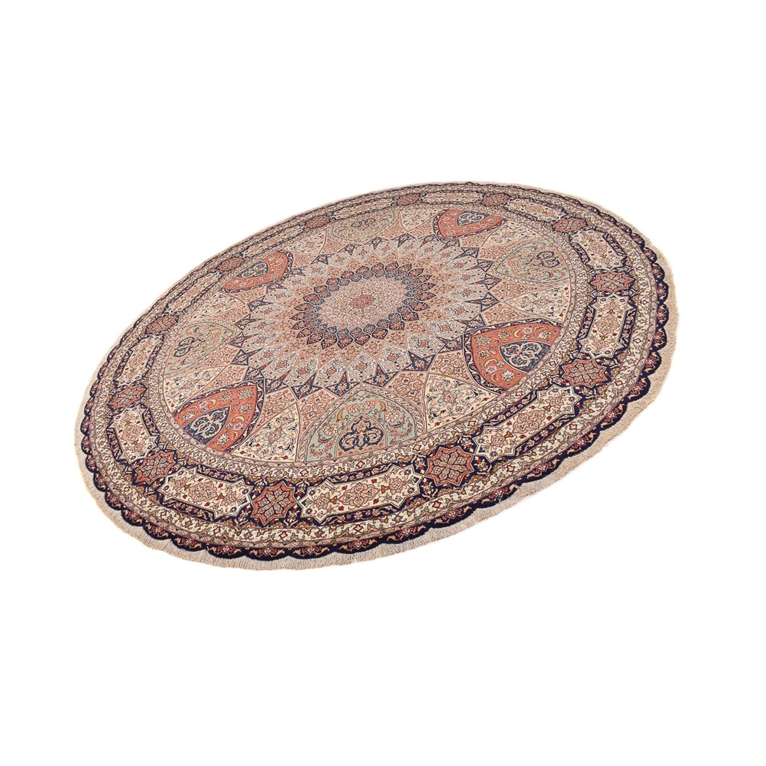 Alfombra Persa - Tabriz - Real redondo  - 312 x 312 cm - beige