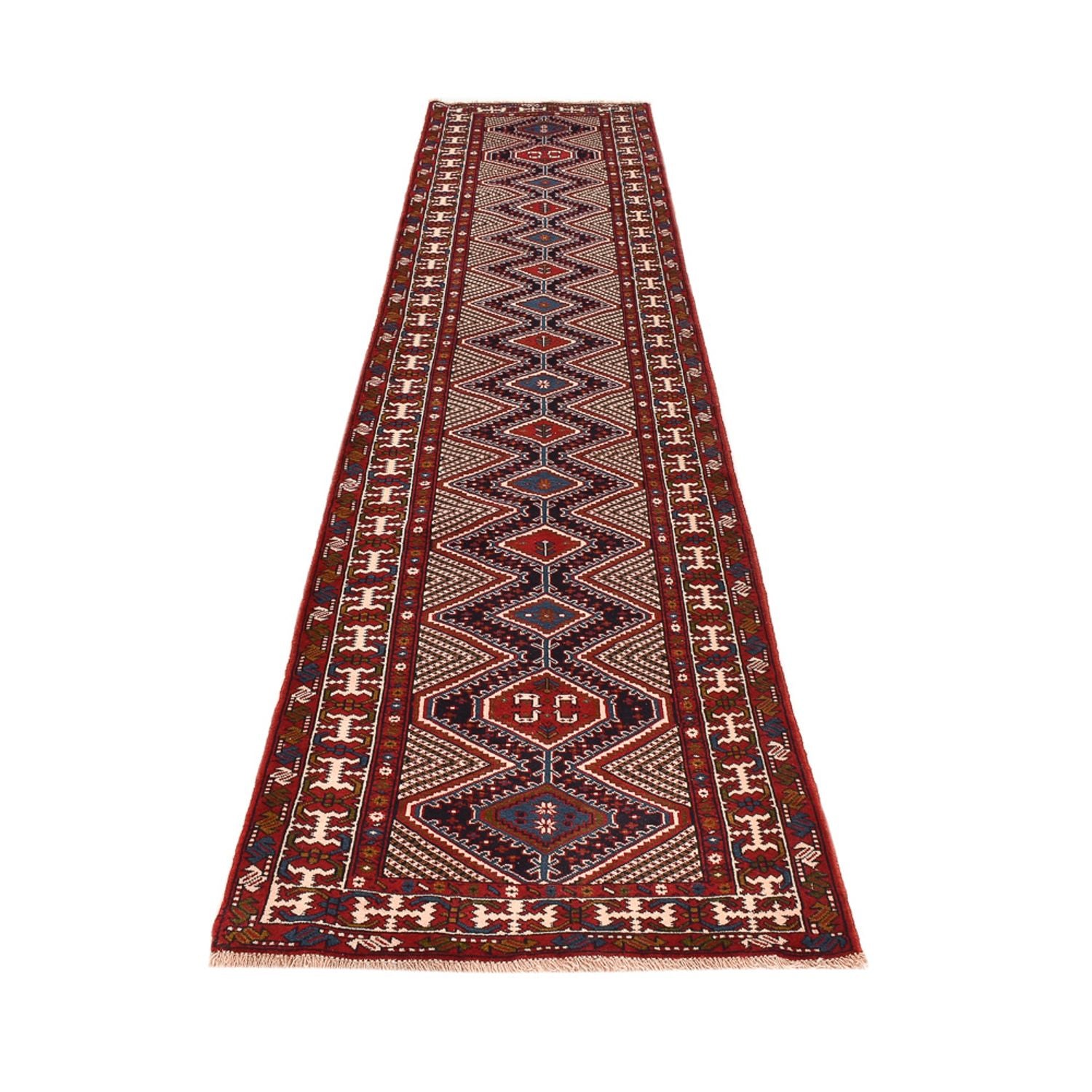Alfombra de pasillo Alfombra persa - Nómada - 388 x 92 cm - rojo burdeos