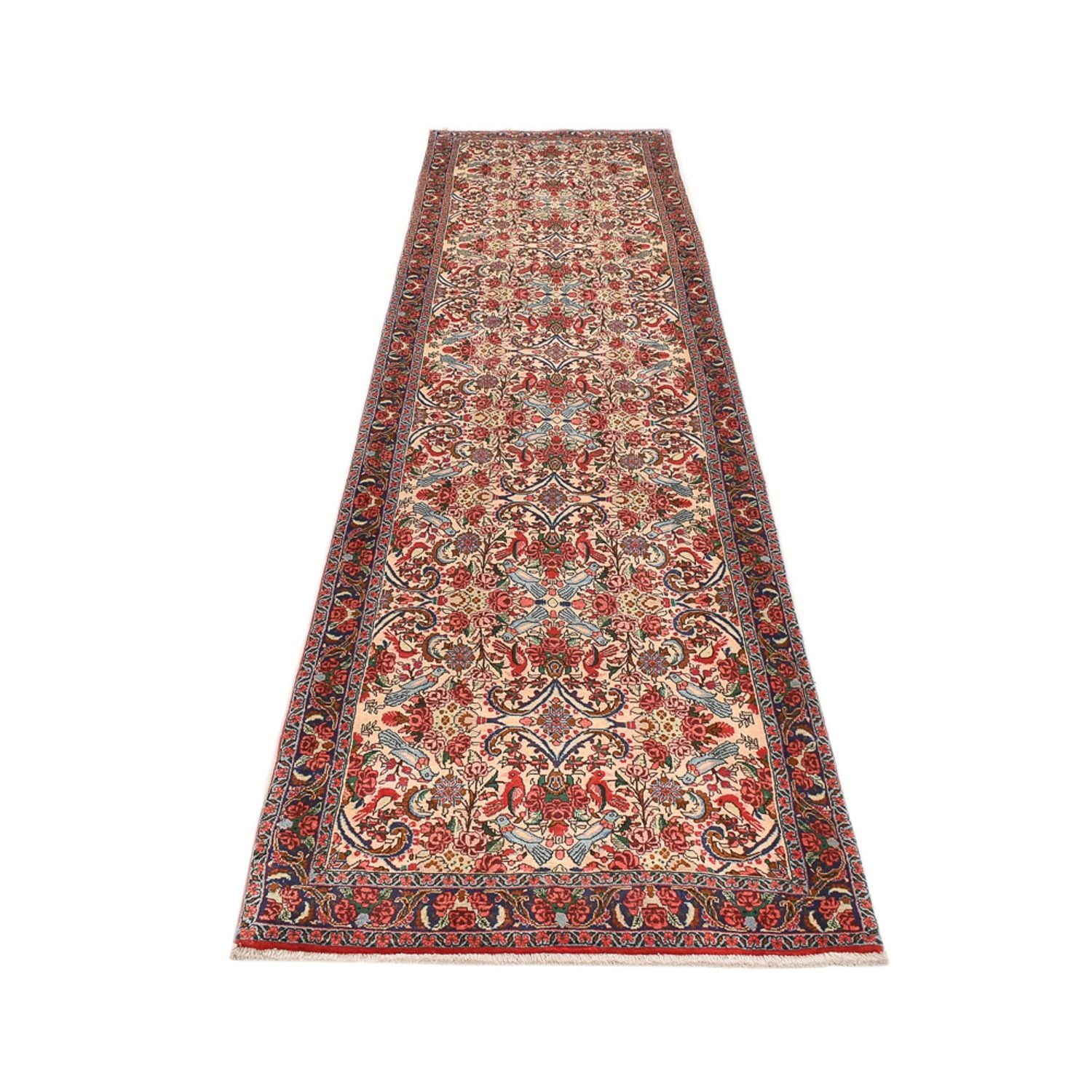 Alfombra de pasillo Alfombra persa - Bidjar - 404 x 96 cm - rojo claro