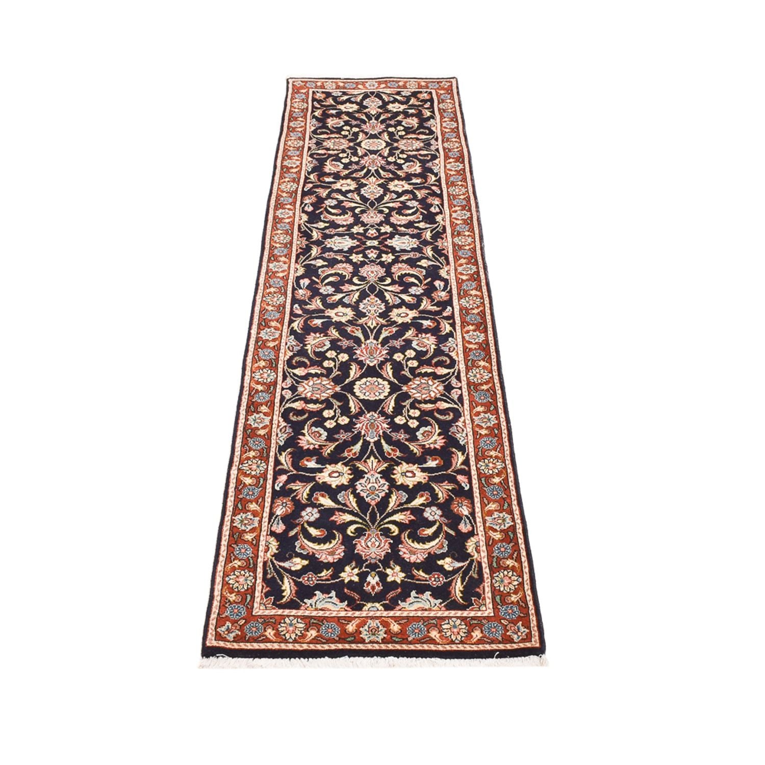Alfombra de pasillo Alfombra persa - Keshan - 293 x 66 cm - azul oscuro