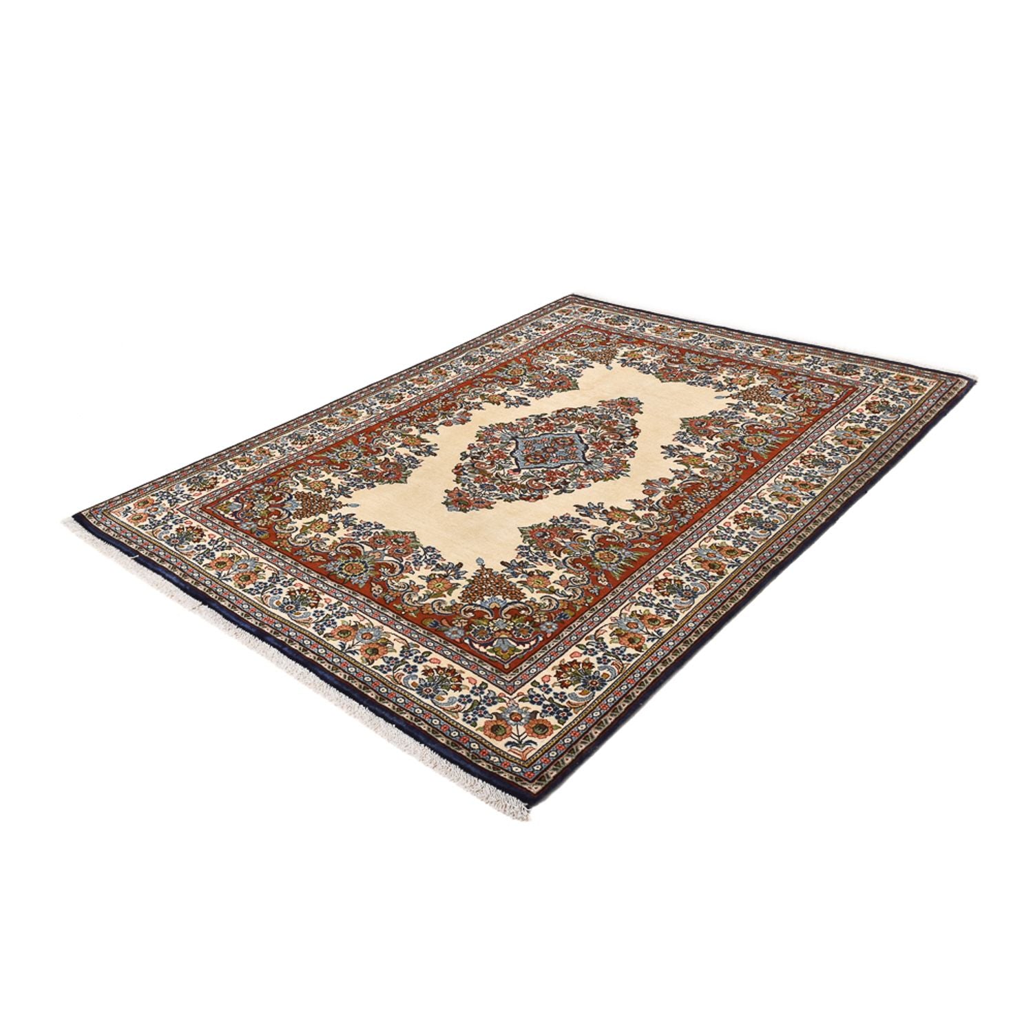 Alfombra Persa - Ghom - Royal - 188 x 130 cm - beige claro