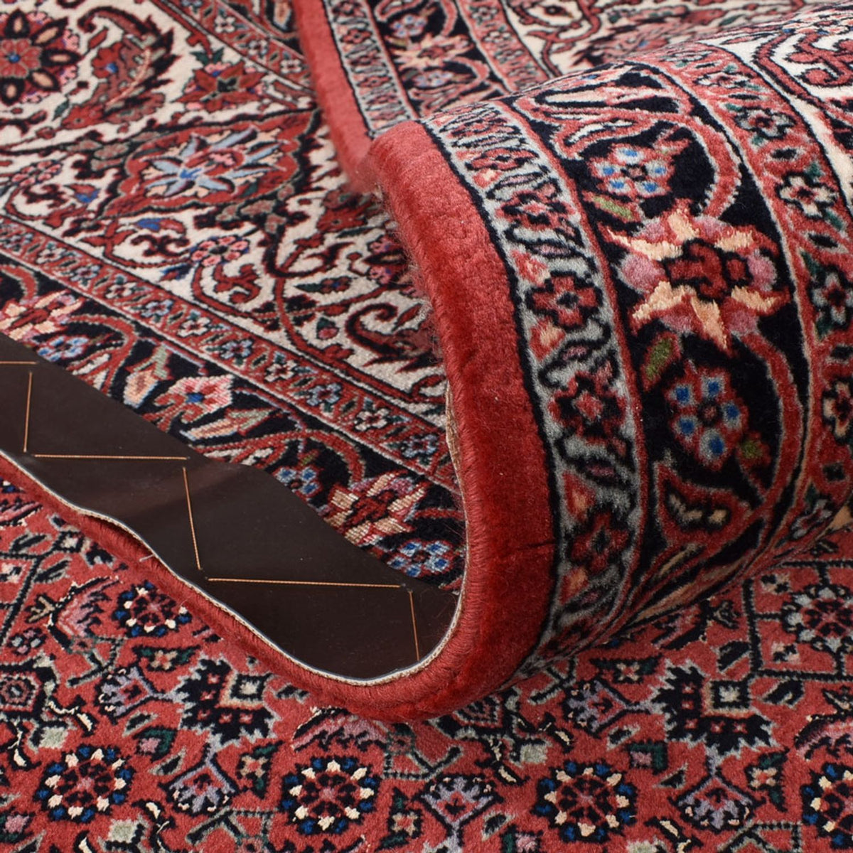 Alfombra persa - Bidjar - 392 x 300 cm - rojo burdeos