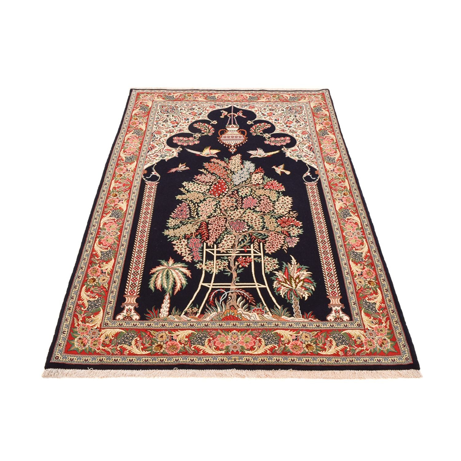 Alfombra Persa - Ghom - Royal - 218 x 135 cm - azul oscuro