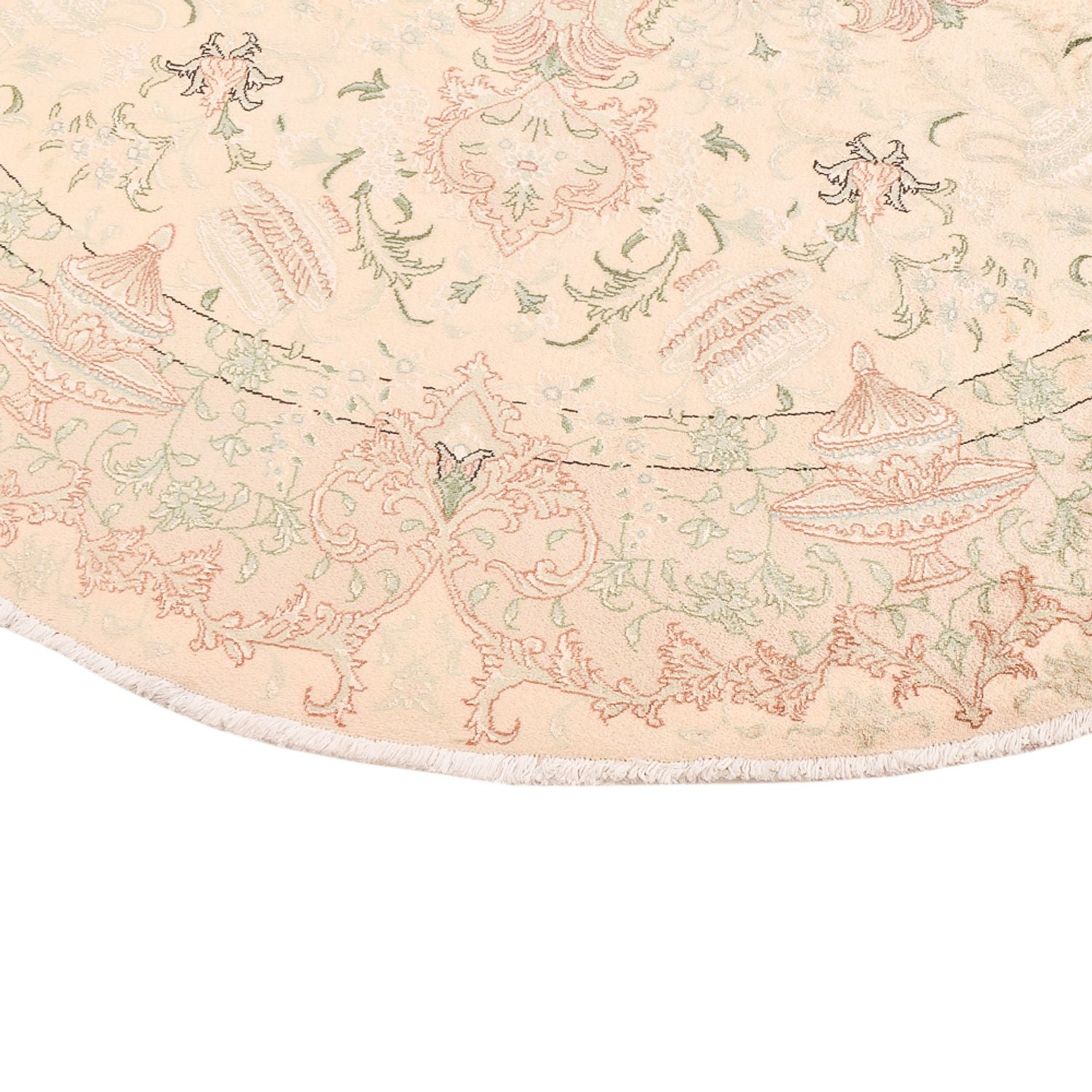 Alfombra Persa - Tabriz - Real redondo  - 200 x 200 cm - beige