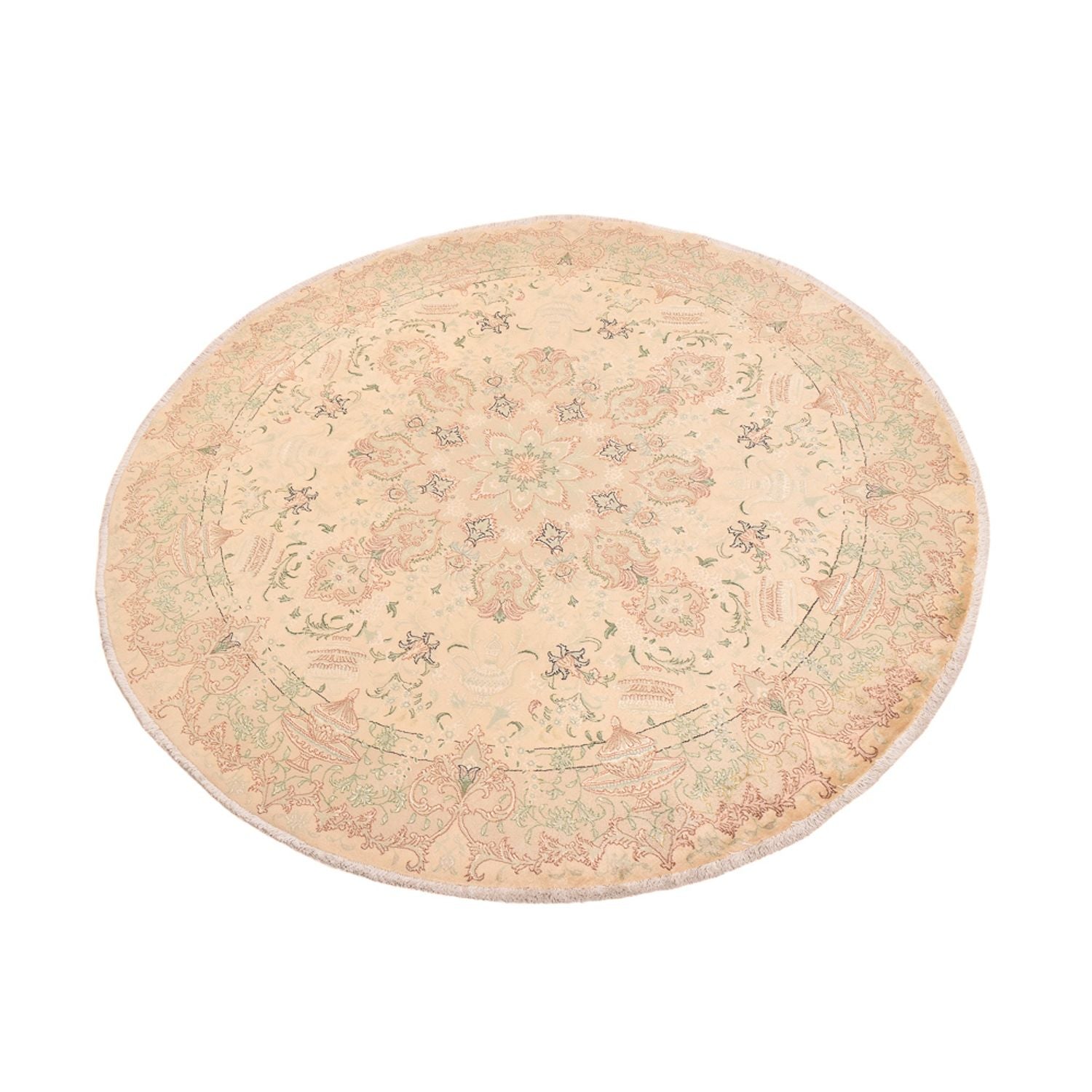 Alfombra Persa - Tabriz - Real redondo  - 200 x 200 cm - beige