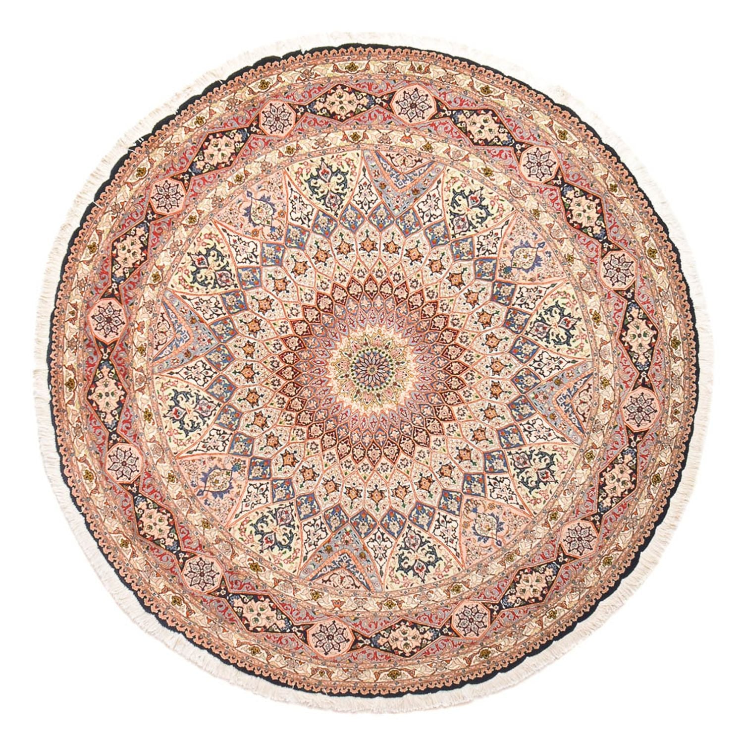 Alfombra Persa - Tabriz - Real redondo  - 250 x 250 cm - rojo claro