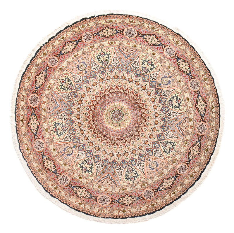 Alfombra Persa - Tabriz - Real redondo  - 250 x 250 cm - rojo claro
