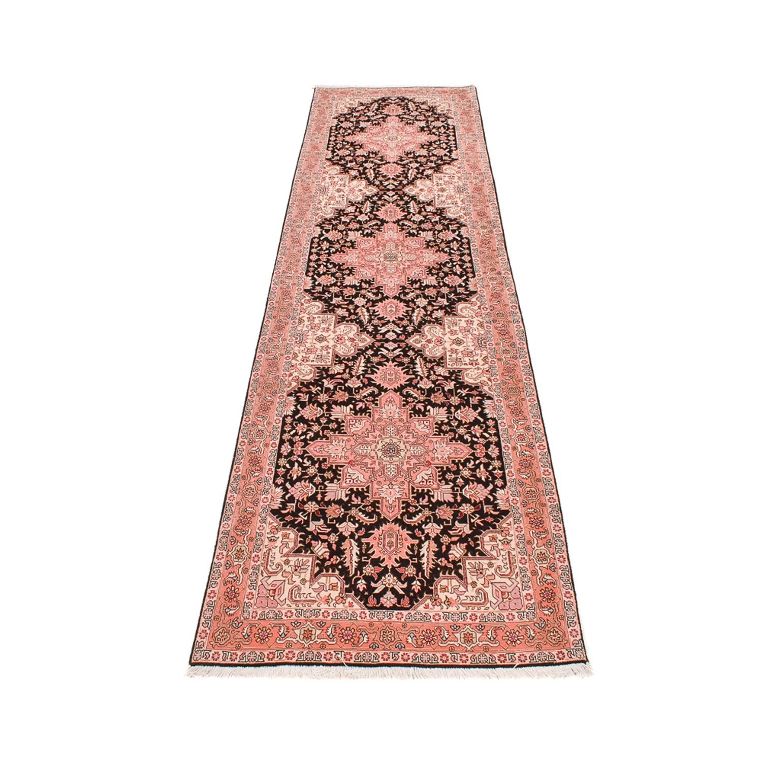 Alfombra de pasillo Alfombra Persa - Tabriz - Real - 352 x 90 cm - rojo claro