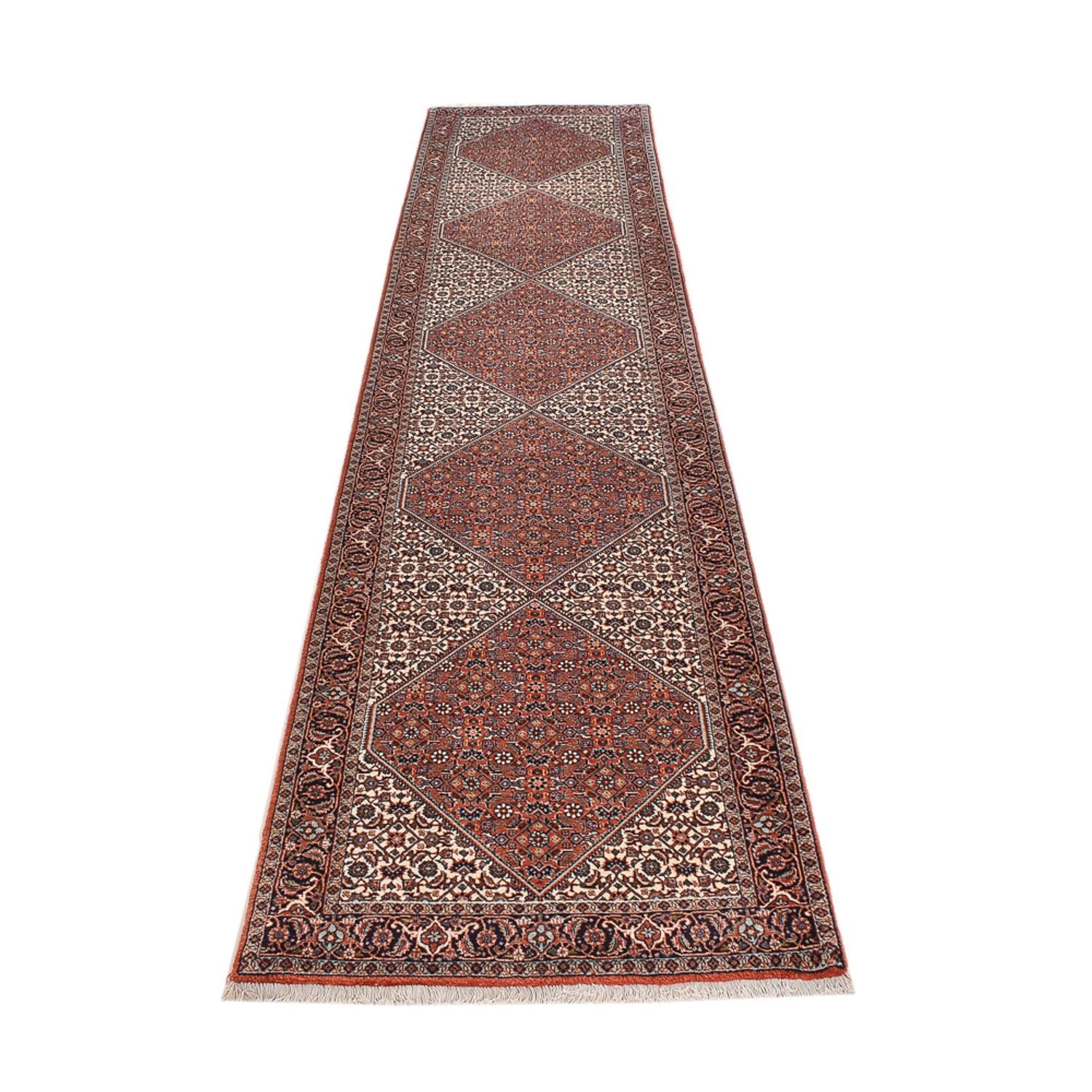 Alfombra de pasillo Alfombra persa - Bidjar - 377 x 83 cm - óxido