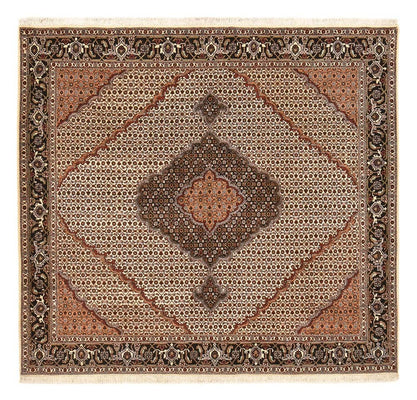 Alfombra Persa - Tabriz - Real cuadrado  - 203 x 195 cm - beige oscuro