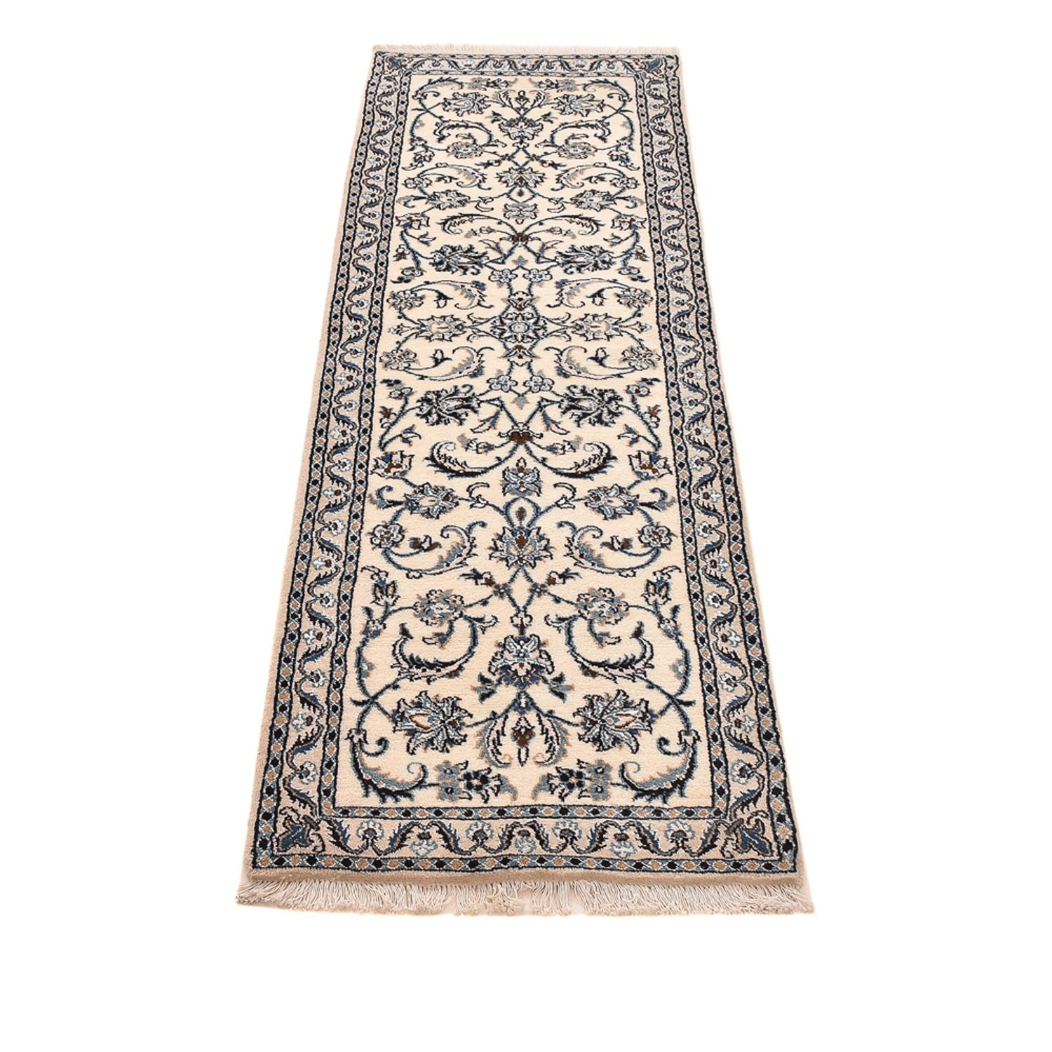 Alfombra de pasillo Alfombra Persa - Nain - Real - 195 x 59 cm - crema