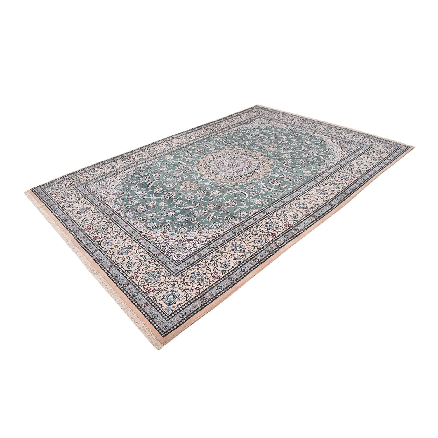 Alfombra Persa - Nain - Real - 353 x 242 cm - verde claro