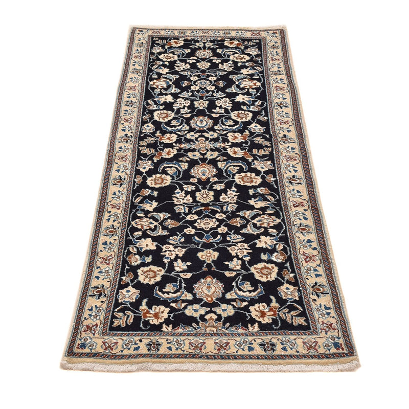 Alfombra de pasillo Alfombra Persa - Nain - Real - 180 x 68 cm - azul oscuro