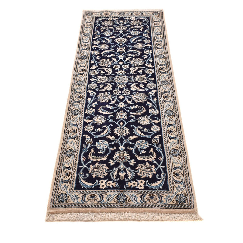 Alfombra de pasillo Alfombra Persa - Nain - Real - 197 x 61 cm - azul oscuro