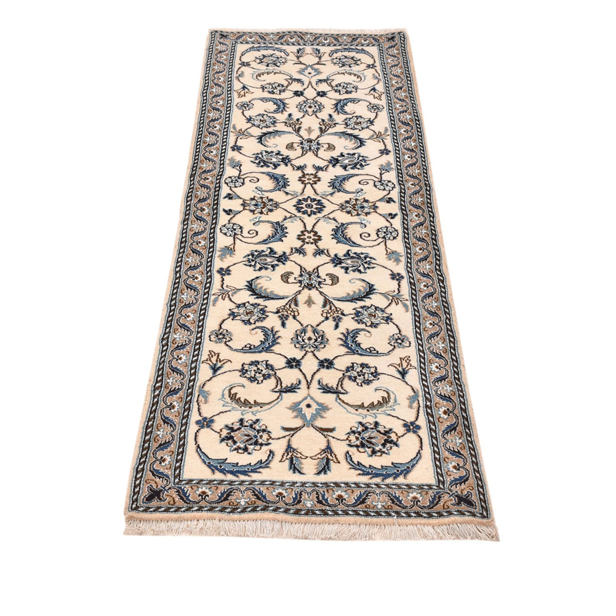 Alfombra de pasillo Alfombra Persa - Nain - Real - 200 x 60 cm - crema