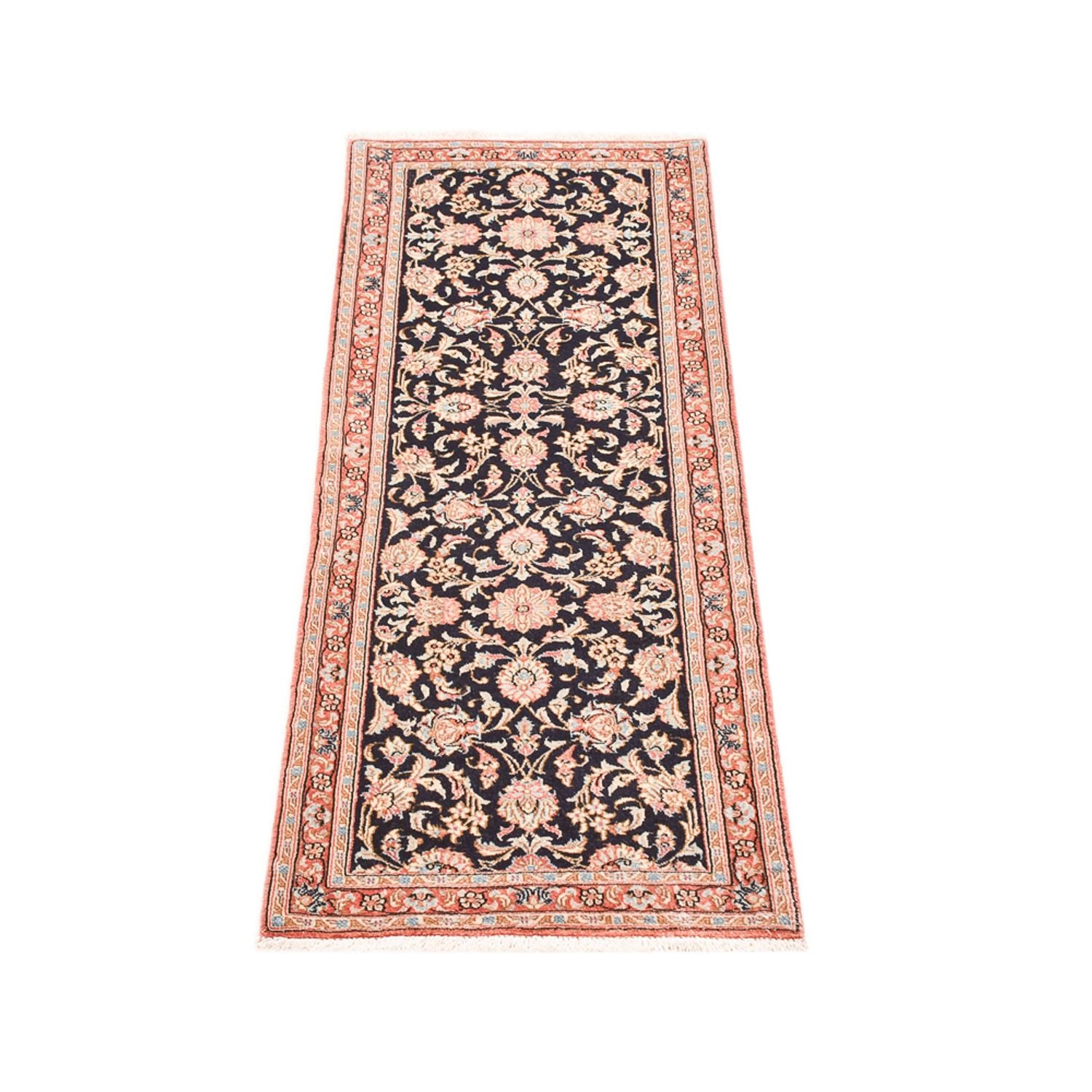 Alfombra de pasillo Alfombra Persa - Ghom - Royal - 150 x 52 cm - azul oscuro