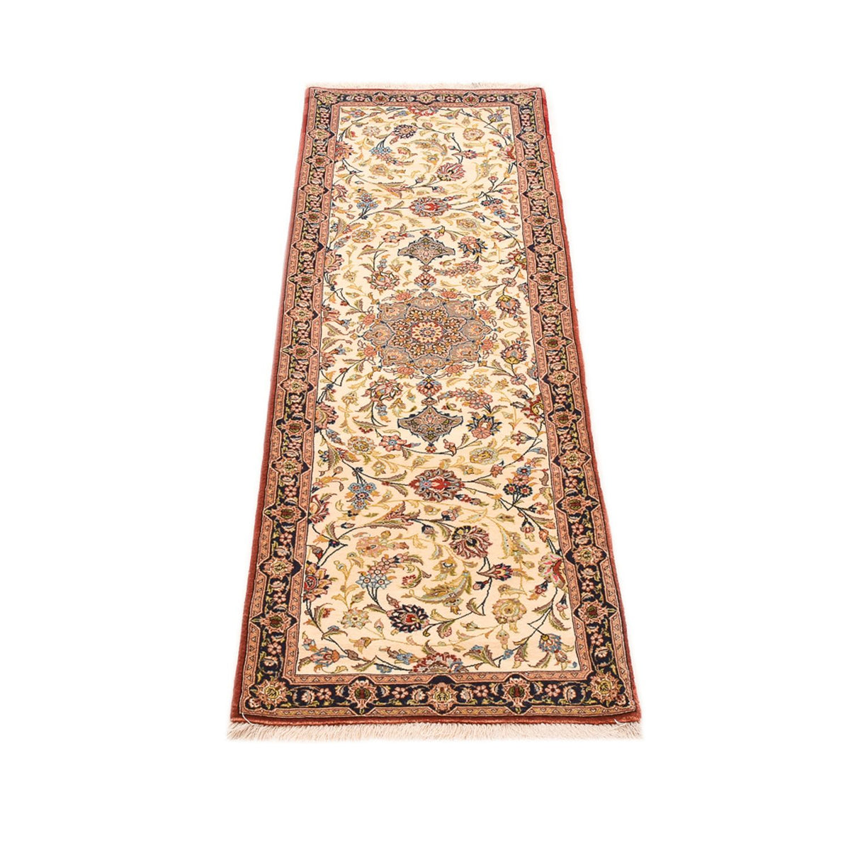 Alfombra de pasillo Alfombra Persa - Ghom - Royal - 195 x 58 cm - beige claro
